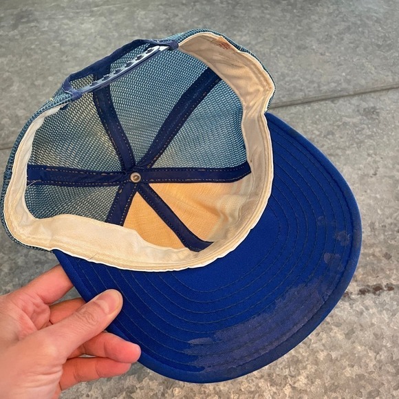 Vintage Sacramento Patch Snapback Trucker Hat USA Retro Blue Yellow Football - Picture 10 of 15